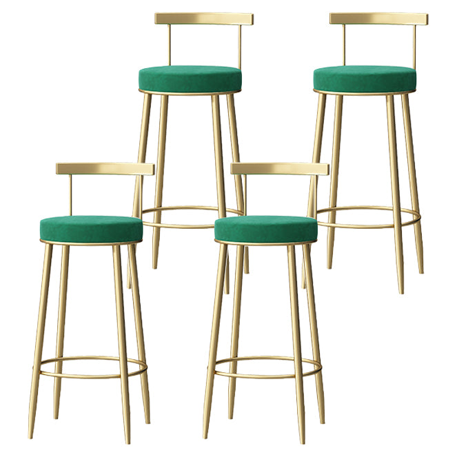 Nordic Glam Style Bar Stool Round Counter Bar Stool with Metal Legs