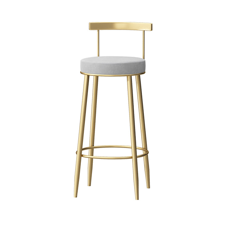 Nordic Glam Style Bar Stool Round Counter Bar Stool with Metal Legs