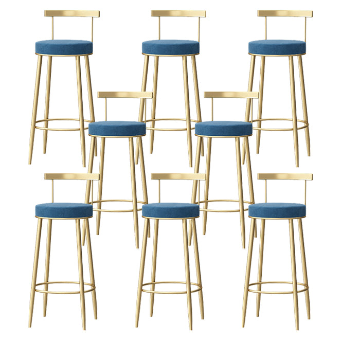Nordic Glam Style Bar Stool Round Counter Bar Stool with Metal Legs