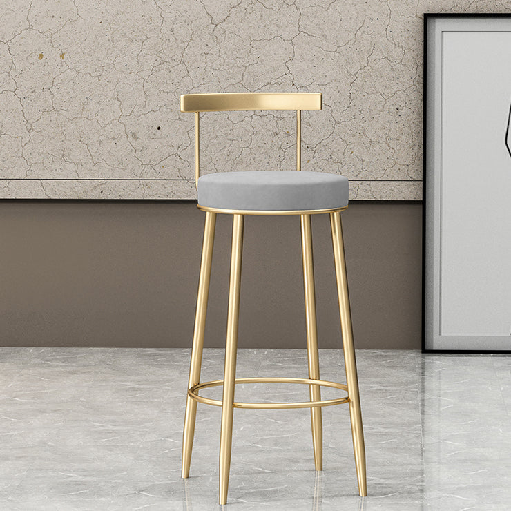 Nordic Glam Style Bar Stool Round Counter Bar Stool with Metal Legs