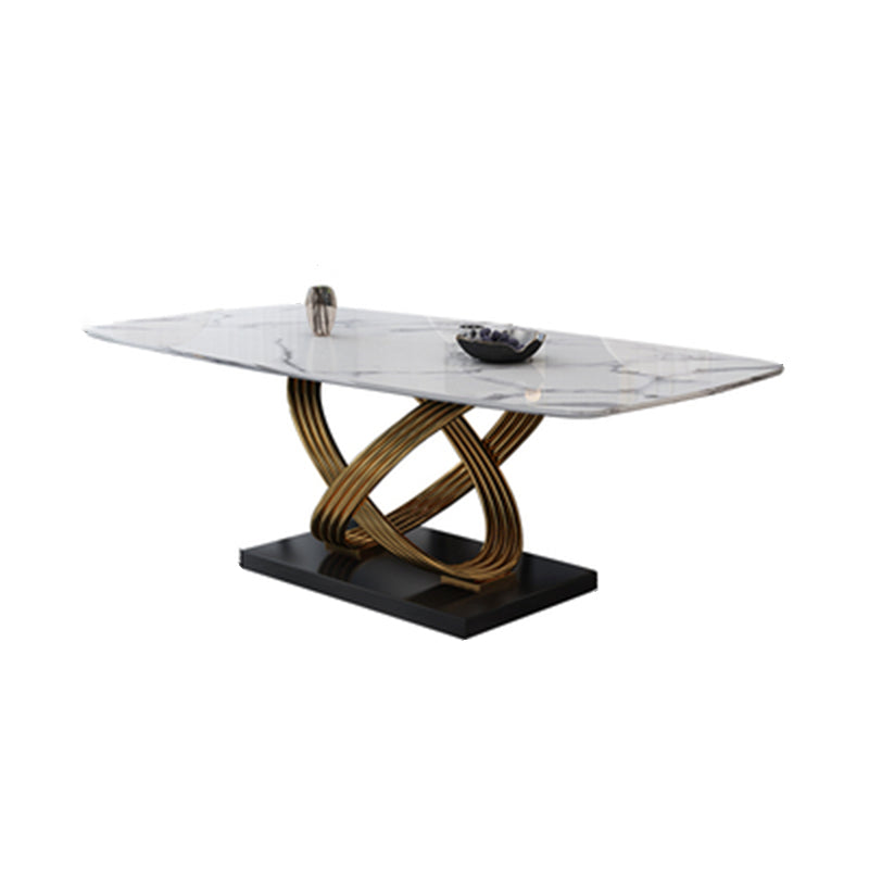 Glam Rectangle Dining Table Set 1/4/5/6/7 Pieces Dinette Set with White Stone Top