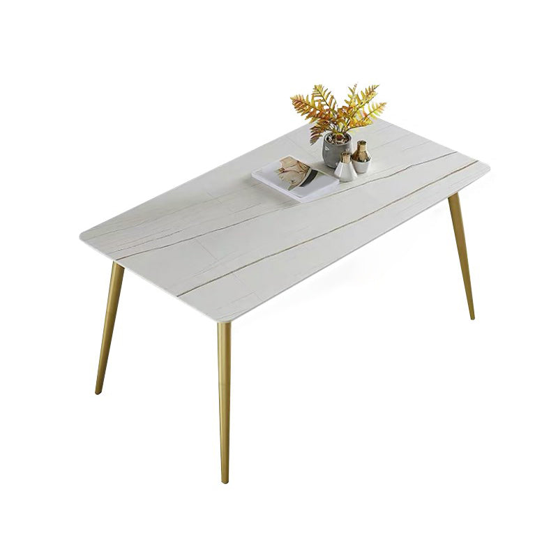 Glam Rectangle Dining Table Set 1/4/5/7 Pieces Dinette Set with White Sintered Stone Top