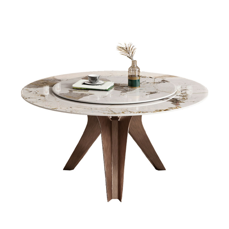 Modern Round Dinette Set 1/4/7/9 Pieces Sintered Stone Dining Table Set with Turntable