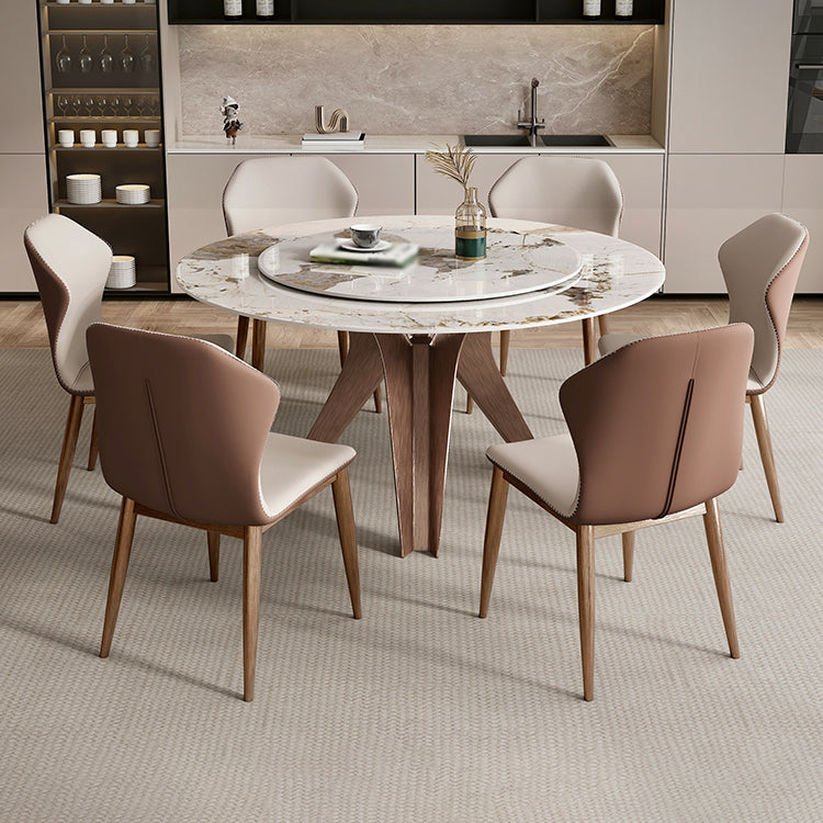 Modern Round Dinette Set 1/4/7/9 Pieces Sintered Stone Dining Table Set with Turntable