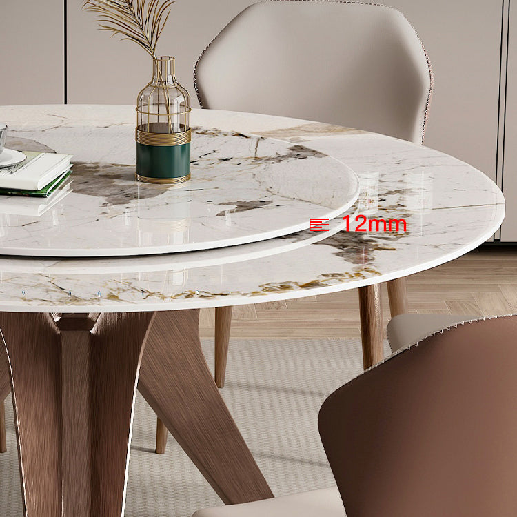 Modern Round Dinette Set 1/4/7/9 Pieces Sintered Stone Dining Table Set with Turntable