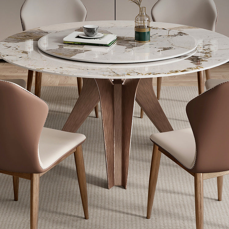 Modern Round Dinette Set 1/4/7/9 Pieces Sintered Stone Dining Table Set with Turntable