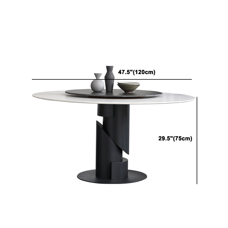 Modern Sintered Stone Dinette Set 1/3/4/5/7 Pieces Round Dining Table Set with Turntable
