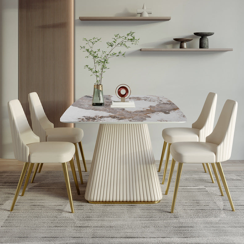 Nordic Sintered Stone Top Dining Set Rectangle 1/4/5/6/7 Pieces Dining Room Table Set