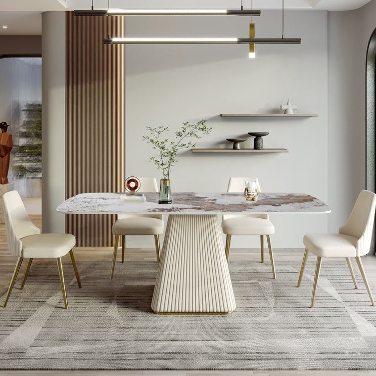 Nordic Sintered Stone Top Dining Set Rectangle 1/4/5/6/7 Pieces Dining Room Table Set