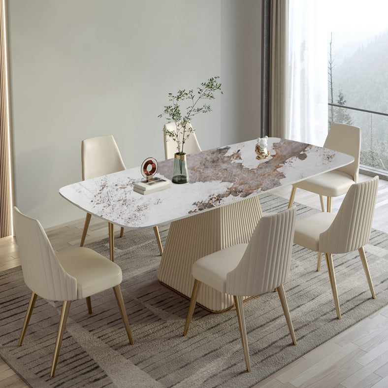 Nordic Sintered Stone Top Dining Set Rectangle 1/4/5/6/7 Pieces Dining Room Table Set
