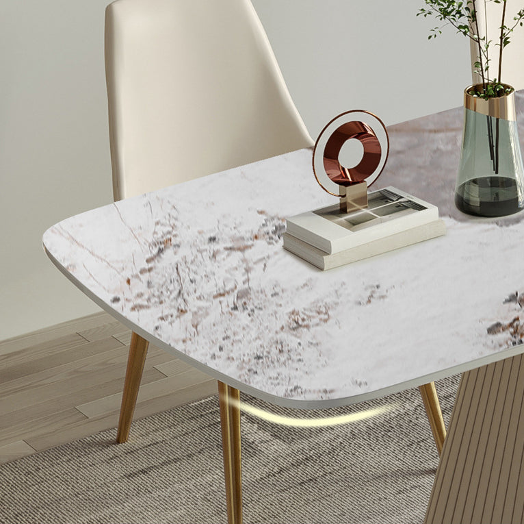 Nordic Sintered Stone Top Dining Set Rectangle 1/4/5/6/7 Pieces Dining Room Table Set