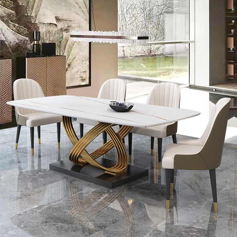 Luxury Sintered Stone Top Dining Set Rectangle 1/4/5/6 Pieces Dinette Table Set