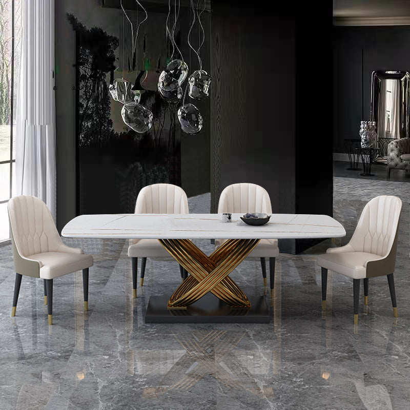 Luxury Sintered Stone Top Dining Set Rectangle 1/4/5/6 Pieces Dinette Table Set