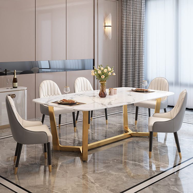 Modern Marble Top Dining Set Rectangle 1/2/5/6/7 Pieces Dining Room Table Set