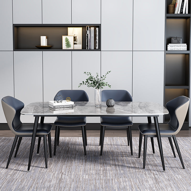 Rectangle Industrial Dining Table Grey Fixed Table with Sintered Stone