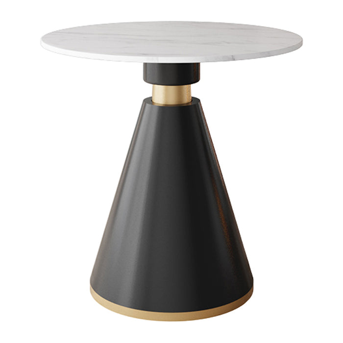 Metal Modern Round Indoor Table Sintered Stone Top Table with Black Pedestal Base