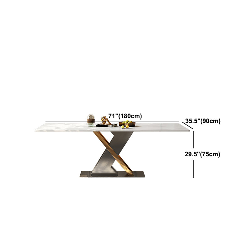 Modern Style Pedestal Dining Table Sintered Stone Rectangle Table