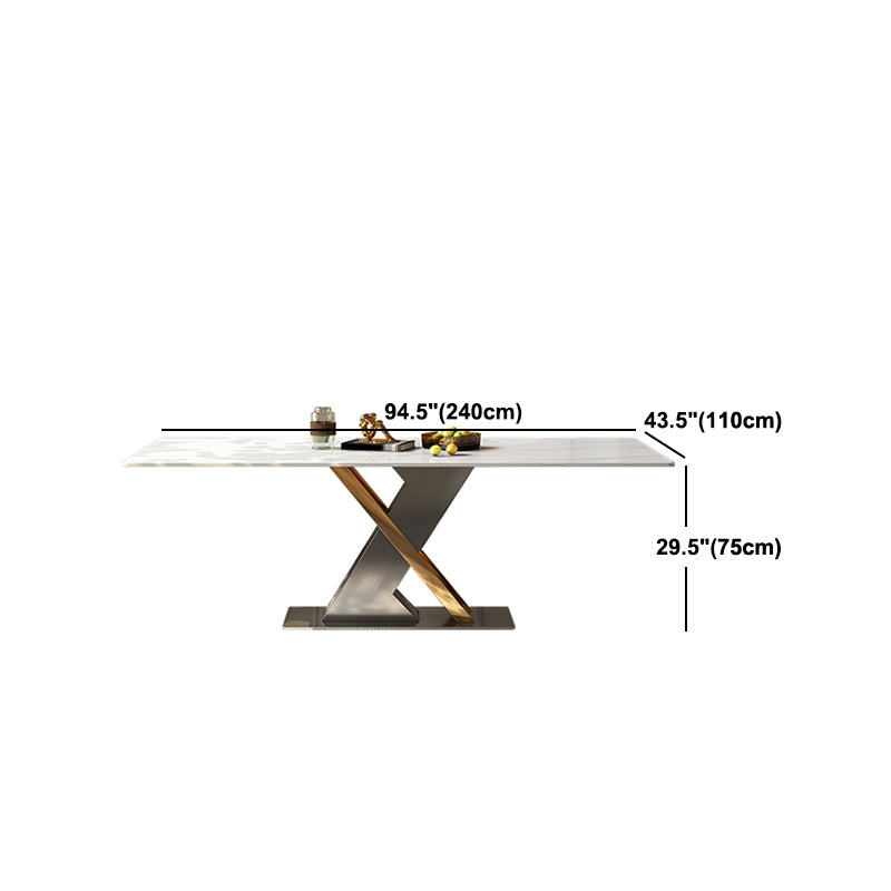 Modern Style Pedestal Dining Table Sintered Stone Rectangle Table