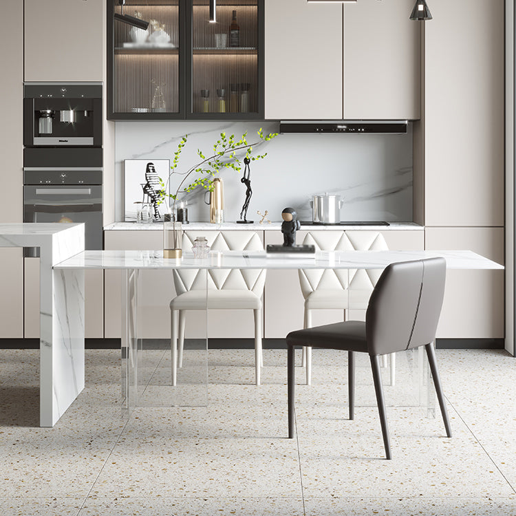 Modern Style Dining Table Sintered Stone Rectangle Table with Acrylic Base