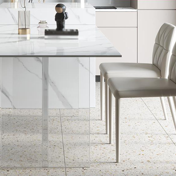 Modern Style Dining Table Sintered Stone Rectangle Table with Acrylic Base