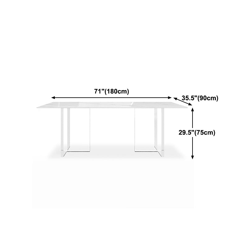 Modern Style Dining Table Sintered Stone Rectangle Table with Acrylic Base
