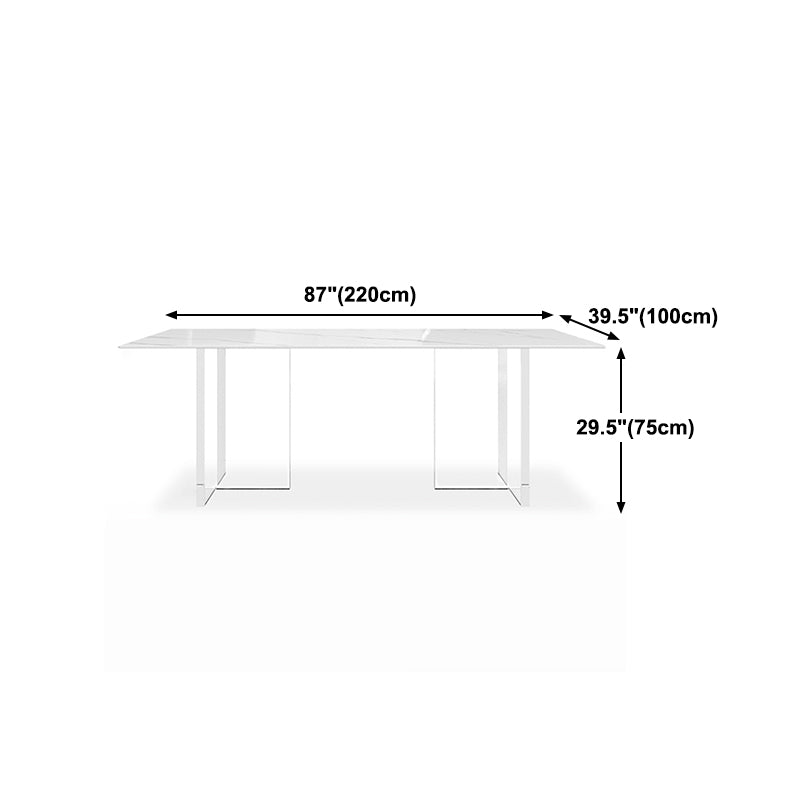 Modern Style Dining Table Sintered Stone Rectangle Table with Acrylic Base