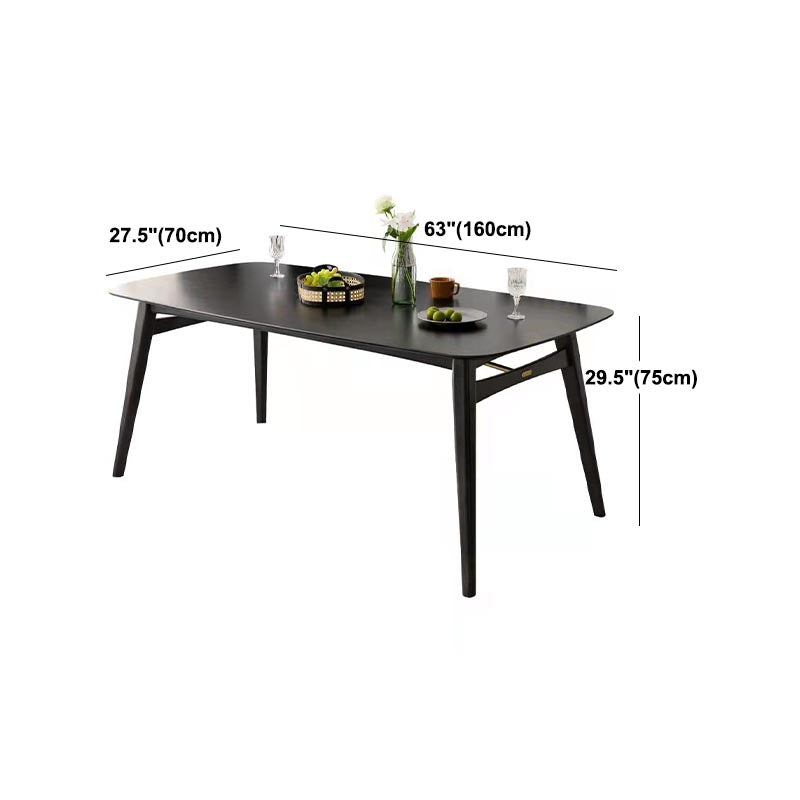Modern Black Dining Room Collection Tripod Base Solid Wood Dining Table