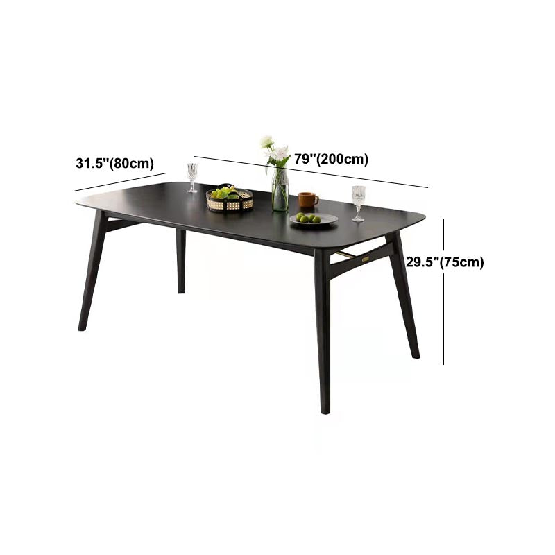 Modern Black Dining Room Collection Tripod Base Solid Wood Dining Table