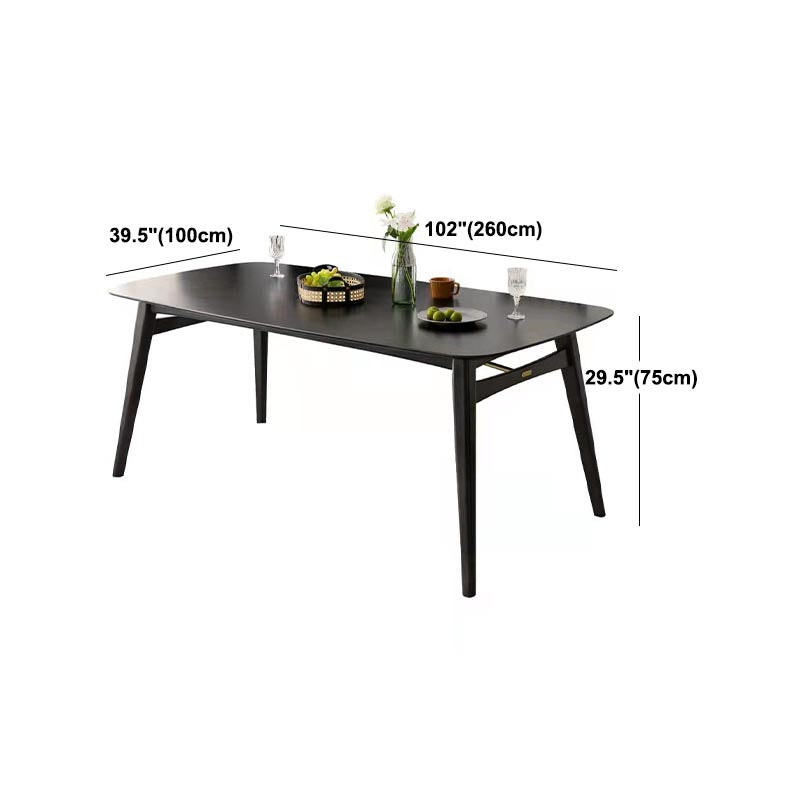 Modern Black Dining Room Collection Tripod Base Solid Wood Dining Table