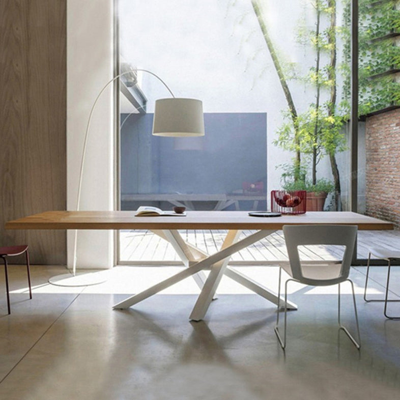 Rectangle Dining Table Brown Wood Modern Pedestal Dining Table