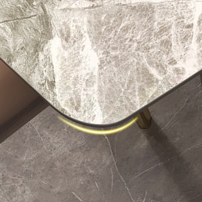 Modern Rectangle Dining Table Sintered Stone Top Ash Base Table with 4 Legs