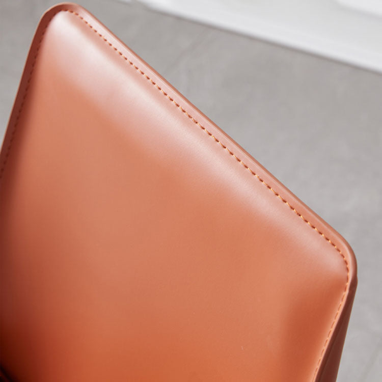 Metal Indoor Upholstered Side Chair Matte Finish Faux Leather Solid Back Dining Chair