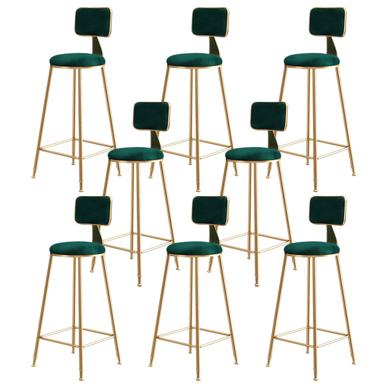 Nordic Glam Bar Stool Round Counter Bar Stool with Metal Legs for Home