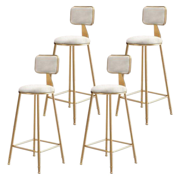 Nordic Glam Bar Stool Round Counter Bar Stool with Metal Legs for Home