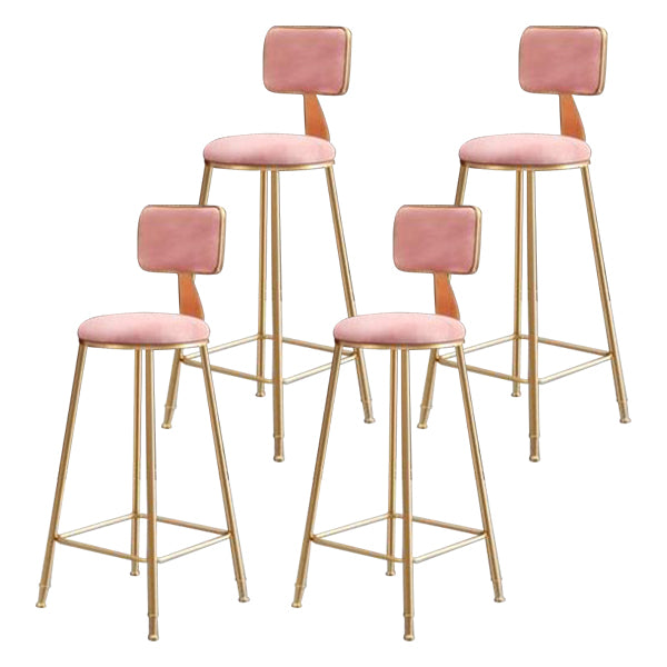 Nordic Glam Bar Stool Round Counter Bar Stool with Metal Legs for Home