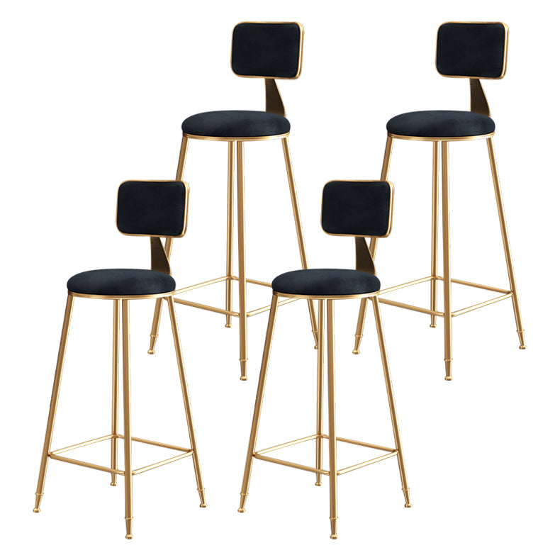 Nordic Glam Bar Stool Round Counter Bar Stool with Metal Legs for Home
