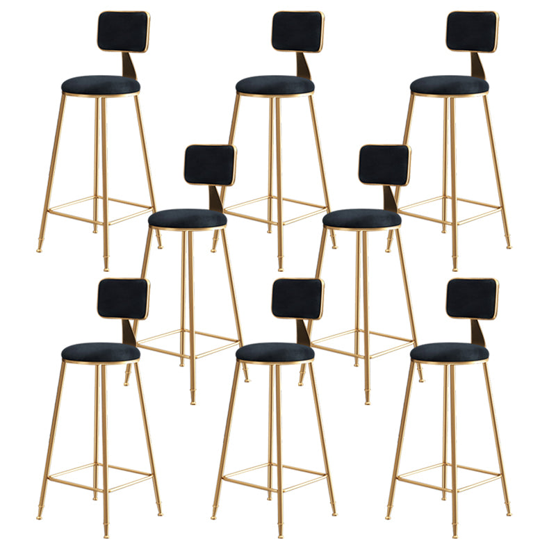Nordic Glam Bar Stool Round Counter Bar Stool with Metal Legs for Home