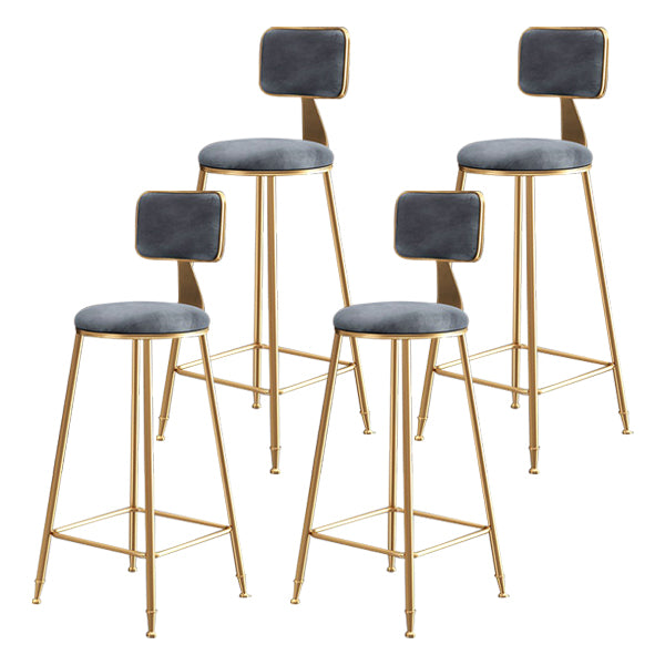 Nordic Glam Bar Stool Round Counter Bar Stool with Metal Legs for Home