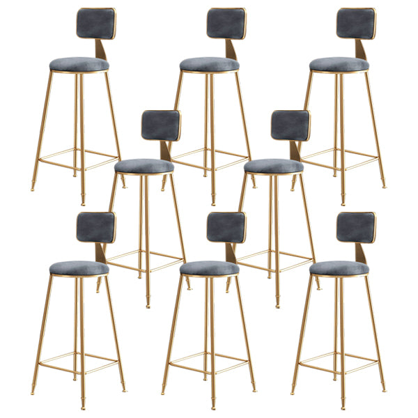 Nordic Glam Bar Stool Round Counter Bar Stool with Metal Legs for Home