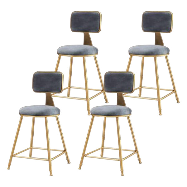 Nordic Glam Bar Stool Round Counter Bar Stool with Metal Legs for Home