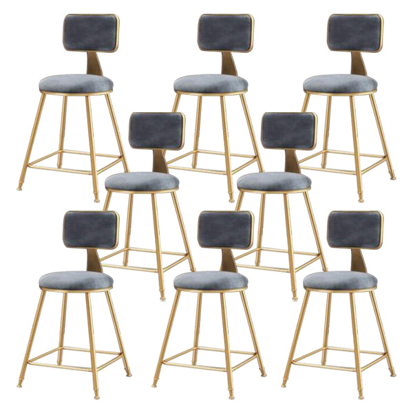 Nordic Glam Bar Stool Round Counter Bar Stool with Metal Legs for Home