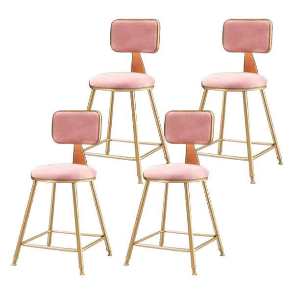 Nordic Glam Bar Stool Round Counter Bar Stool with Metal Legs for Home