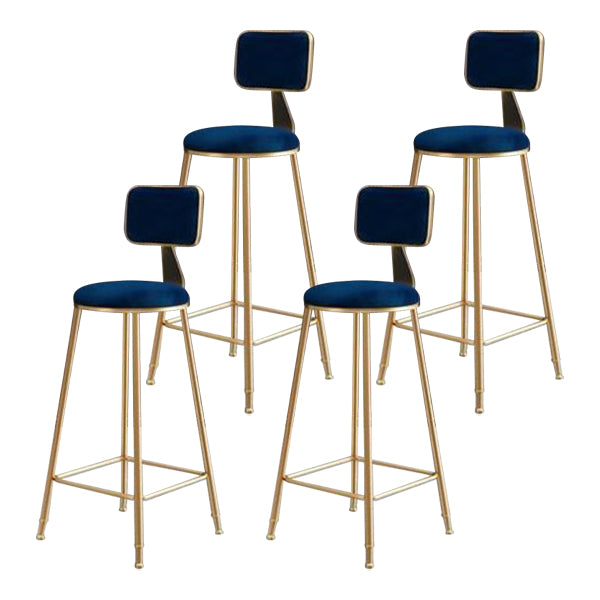 Nordic Glam Bar Stool Round Counter Bar Stool with Metal Legs for Home