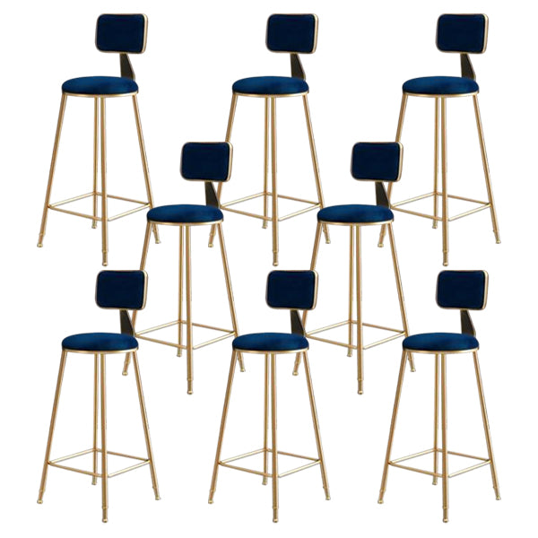 Nordic Glam Bar Stool Round Counter Bar Stool with Metal Legs for Home