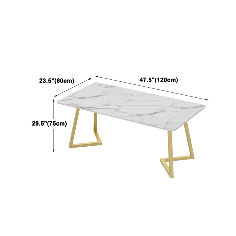 Glam Rectangle Dining Table Set 1/2/5/7 Pieces Dinette Set with White Sintered Stone Top