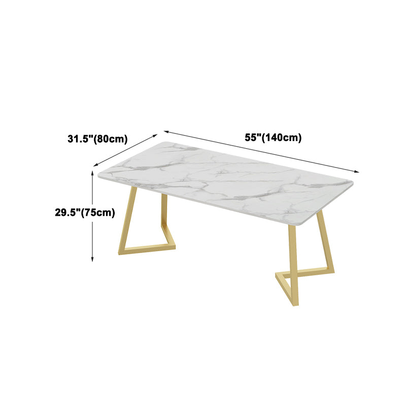 Glam Rectangle Dining Table Set 1/2/5/7 Pieces Dinette Set with White Sintered Stone Top