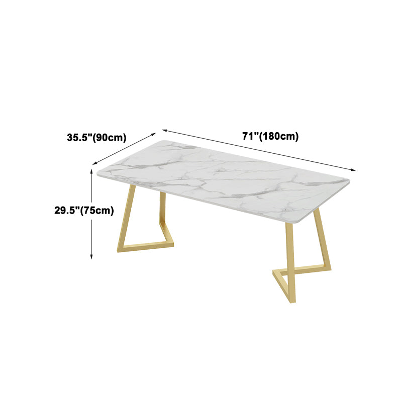 Glam Rectangle Dining Table Set 1/2/5/7 Pieces Dinette Set with White Sintered Stone Top