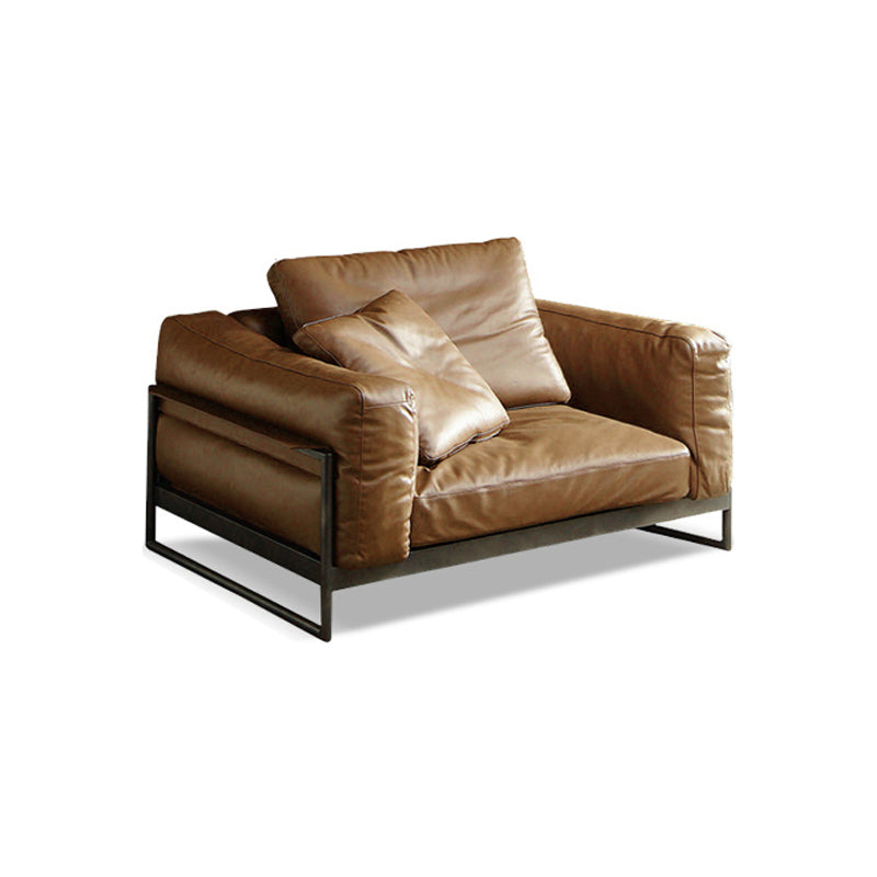 Square Arm Sofa Modern Sofa 38.58" D x 34.64" H Sofa with Pillow