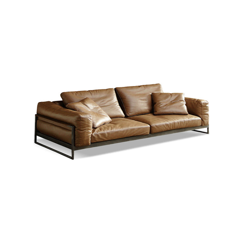 Square Arm Sofa Modern Sofa 38.58" D x 34.64" H Sofa with Pillow