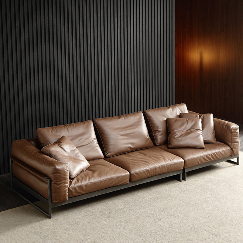 Square Arm Sofa Modern Sofa 38.58" D x 34.64" H Sofa with Pillow